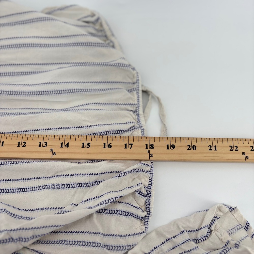 Arizona Jean Co Womens Cream Blue Striped Bell Sleeve‎ Button Front Top Medium - Picture 7 of 8